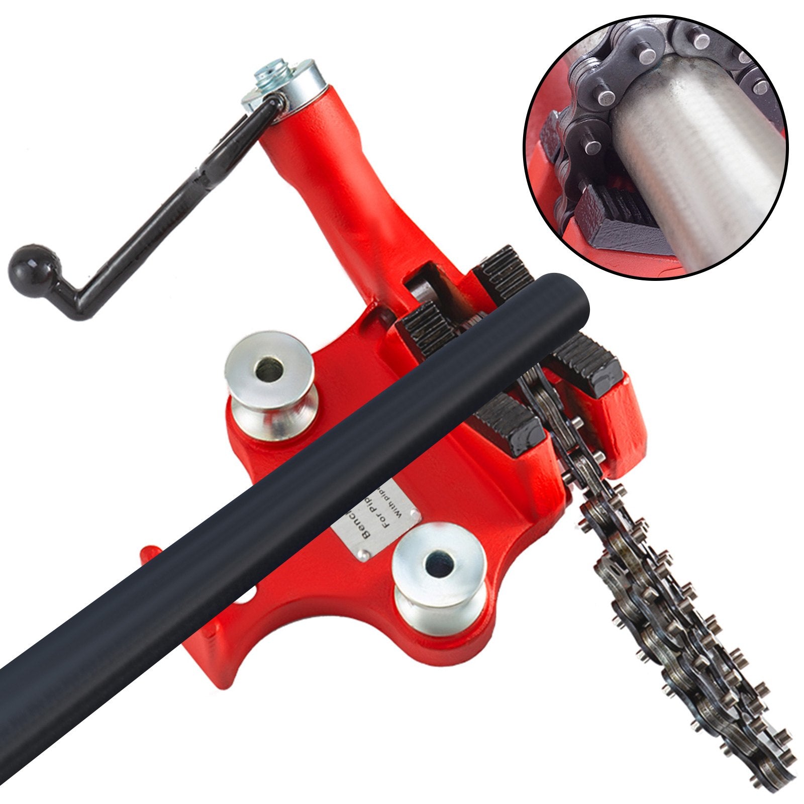 Screw Bench Chain Vice For 1/8'' to 5'' Pipe Bench Vice With Crank Handle - Image 2