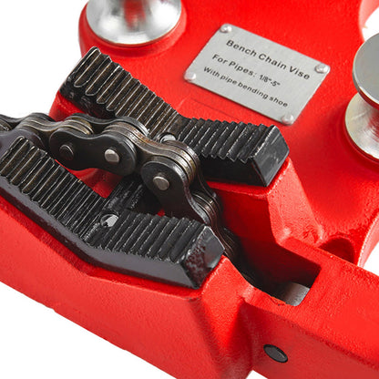 Screw Bench Chain Vice For 1/8'' to 5'' Pipe Bench Vice With Crank Handle - Image 3