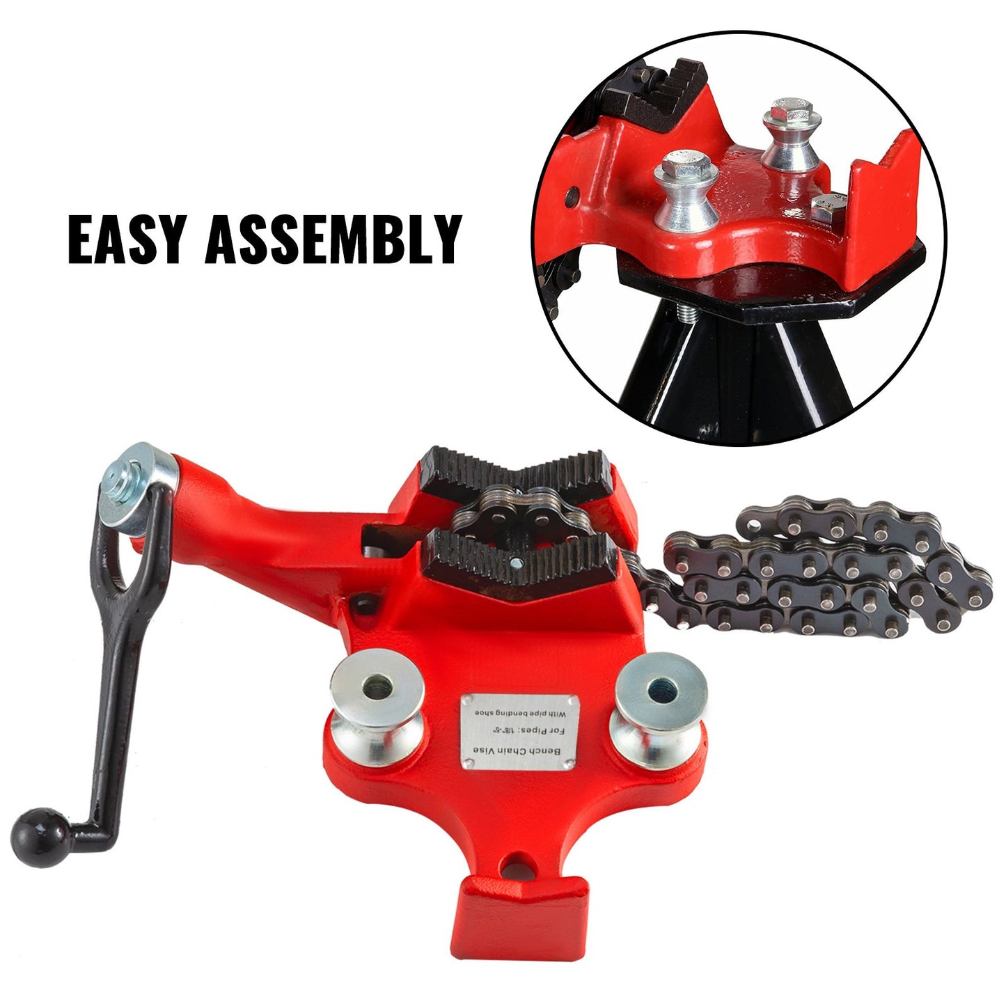 Screw Bench Chain Vice For 1/8'' to 5'' Pipe Bench Vice With Crank Handle - Image 6
