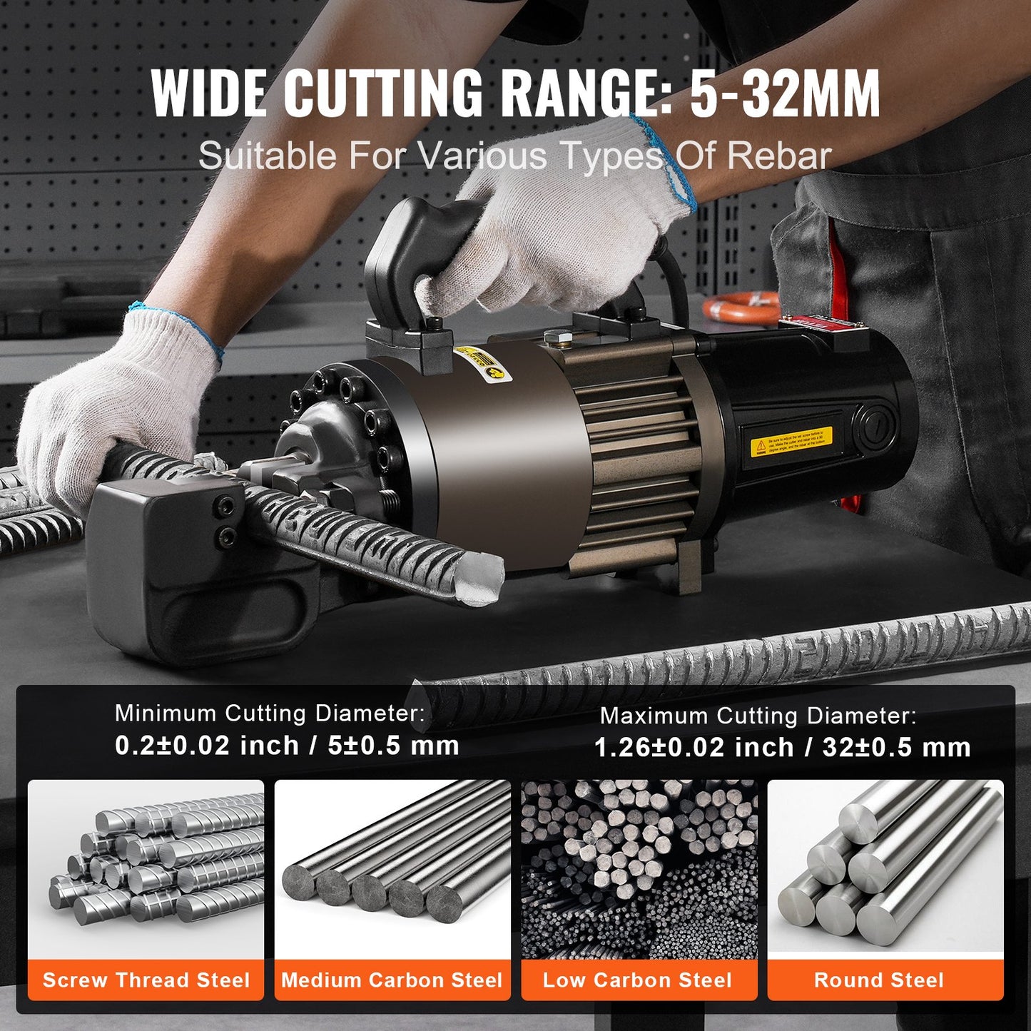 2300W Electric Hydraulic Rebar Cutter Cutting up to 1.26 Inch 5-32mm - Image 4