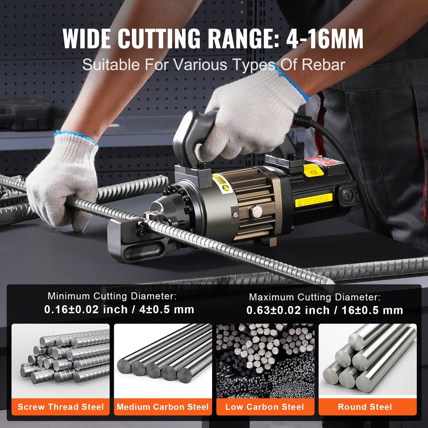 Electric Hydraulic Rebar Cutter, 1000W Portable Rebar Cutter, Cutting up to 5/8 Inch (4-16mm) #5 Rebar within 2 Seconds, High Power Steel Rebar Cutter with Oil Can Rich Accessories,Black RC-16 - Image 4
