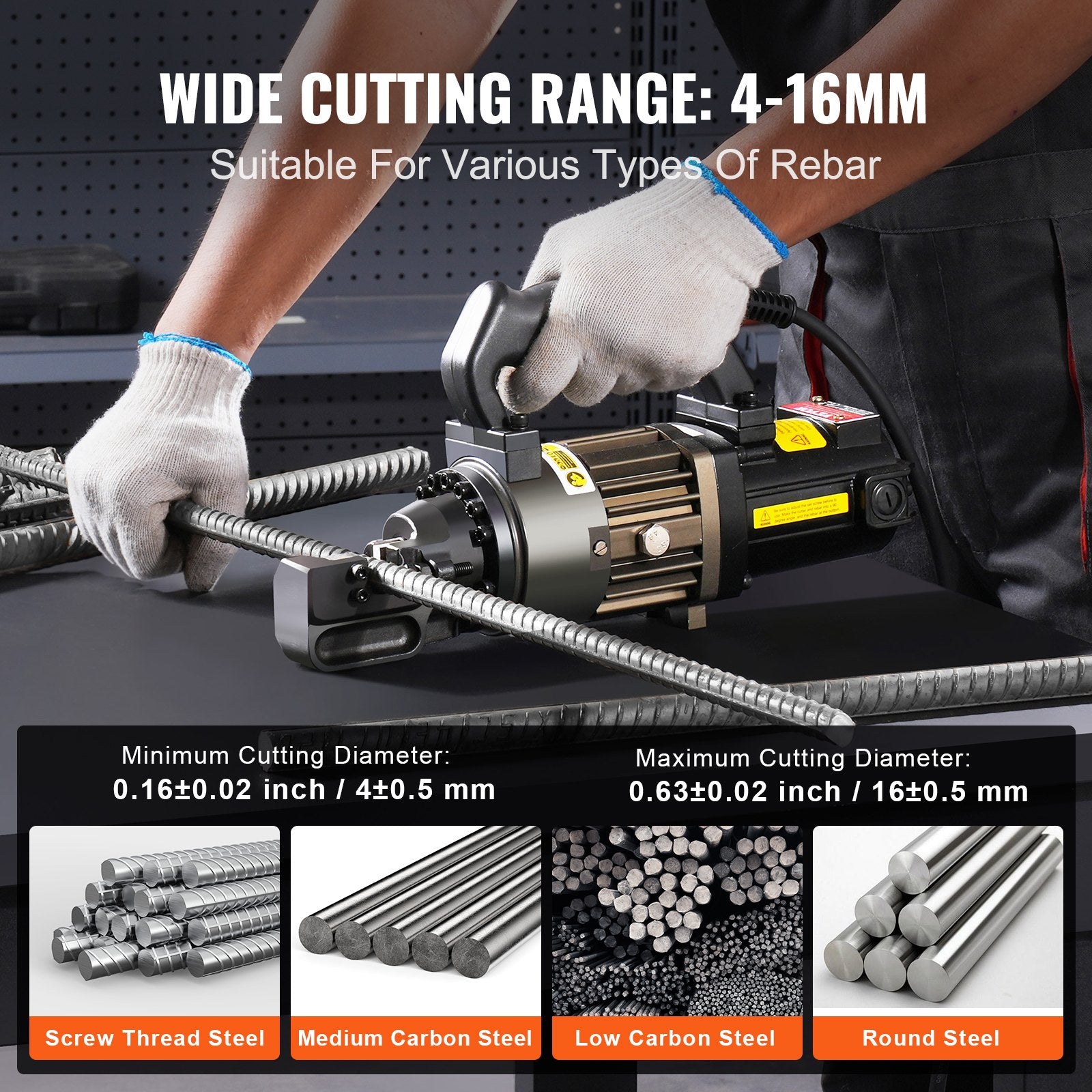 Electric Hydraulic Rebar Cutter, 1000W Portable Rebar Cutter, Cutting up to 5/8 Inch (4-16mm) #5 Rebar within 2 Seconds, High Power Steel Rebar Cutter with Oil Can Rich Accessories,Black RC-16 - Image 4