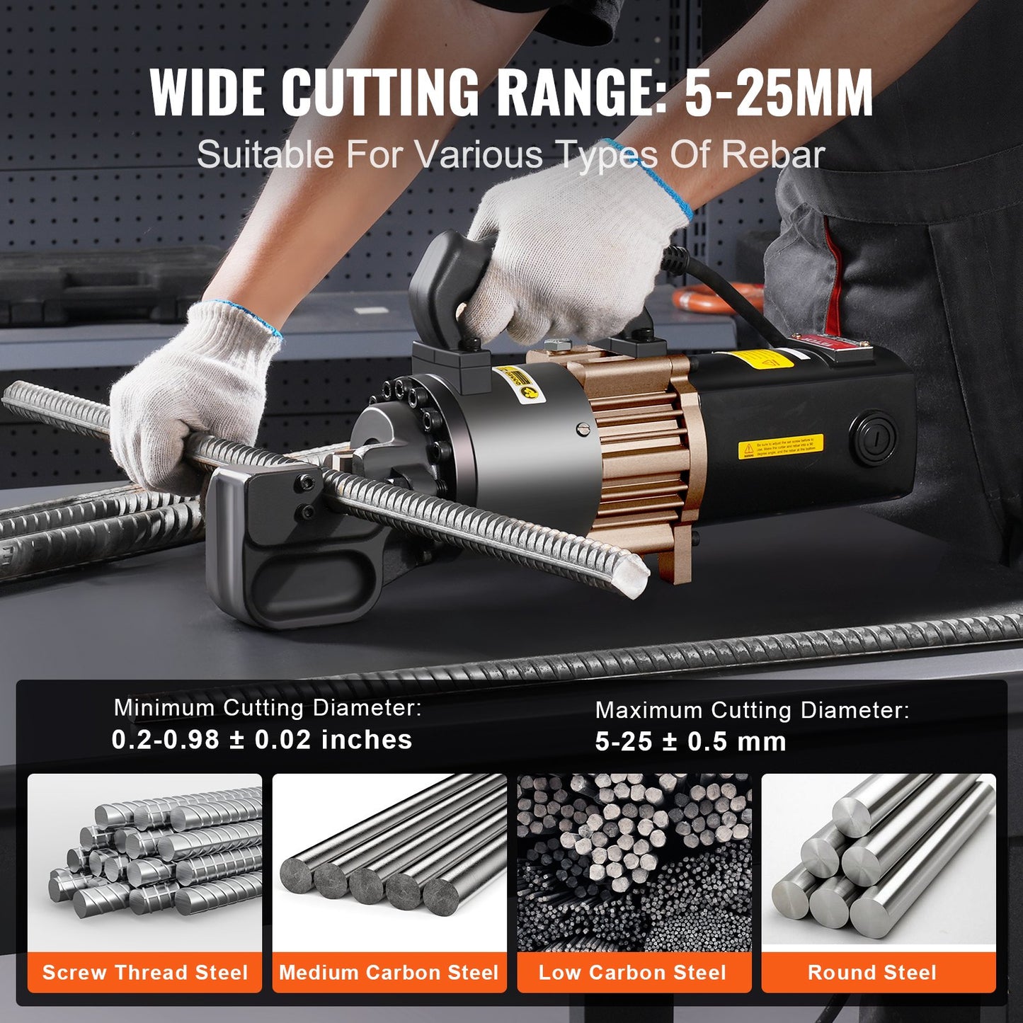 2000W Electric Hydraulic Rebar Cutter Cutting up to 1 Inch #8 4-25mm - Image 4