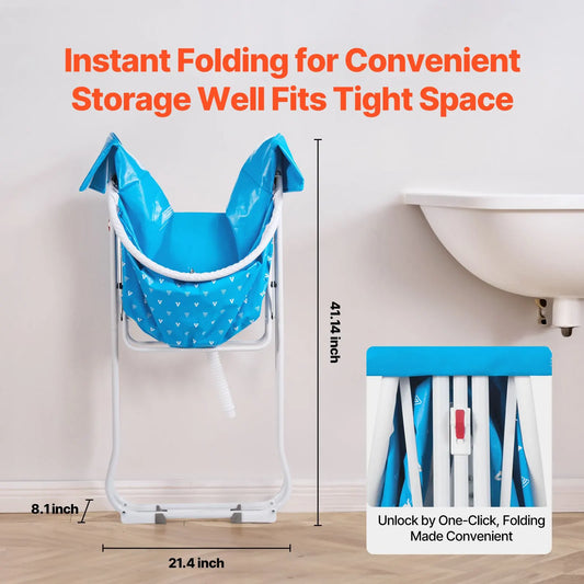 Portable Dog Bathtub, Elevated & Foldable Space-saving Pet Shower Station with Quick Drainage, Bathing Tub for Washing & Grooming Small and Medium Size Dogs and Cats Indoor & Outdoor, Light Blue - Image 2