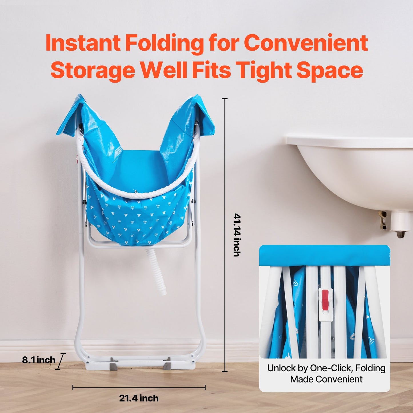 Portable Dog Bathtub, Elevated & Foldable Space-saving Pet Shower Station with Quick Drainage, Bathing Tub for Washing & Grooming Small and Medium Size Dogs and Cats Indoor & Outdoor, Light Blue - Image 2