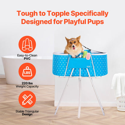 Portable Dog Bathtub, Elevated & Foldable Space-saving Pet Shower Station with Quick Drainage, Bathing Tub for Washing & Grooming Small and Medium Size Dogs and Cats Indoor & Outdoor, Light Blue - Image 4