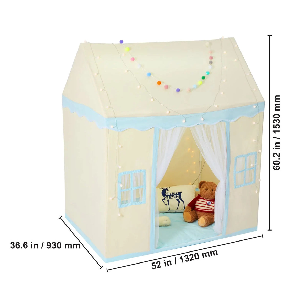 Kids Play Tent, Kids Tent for Kids 1-5 Years Old, Toddler Tent with Mat and Tent Lamp, Tent for Kids with Windows for Indoor and Outdoor, Play House Castle Tent for Boys and Girls, Beige - Image 8