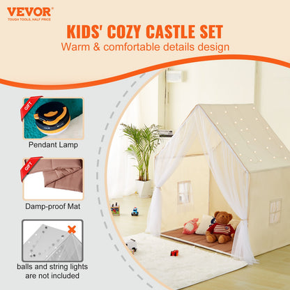 Kids Play Tent, Kids Tent for Kids 1-5 Years Old, Toddler Tent with Mat and Tent Lamp, Tent for Kids with Windows for Indoor and Outdoor, Yurt Tent for Boys and Girls, Beige - Image 2