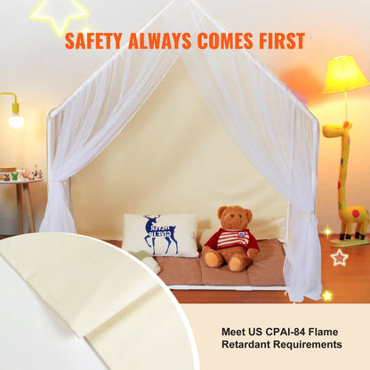 Kids Play Tent, Kids Tent for Kids 1-5 Years Old, Toddler Tent with Mat and Tent Lamp, Tent for Kids with Windows for Indoor and Outdoor, Yurt Tent for Boys and Girls, Beige - Image 4