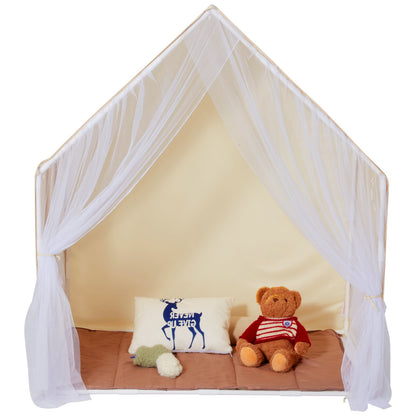 Kids Play Tent, Kids Tent for Kids 1-5 Years Old, Toddler Tent with Mat and Tent Lamp, Tent for Kids with Windows for Indoor and Outdoor, Yurt Tent for Boys and Girls, Beige - Image 9