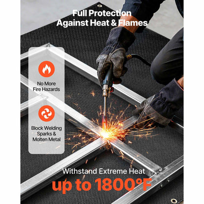 Welding Blanket, 1829mm x 2438mm Silicone Coated Fiberglass Welding Blanket, 1800°F Heat Resistant Safety Protection Blankets, Flame Retardant Fireproof Insulation Mat with Metal Grommets - Image 2