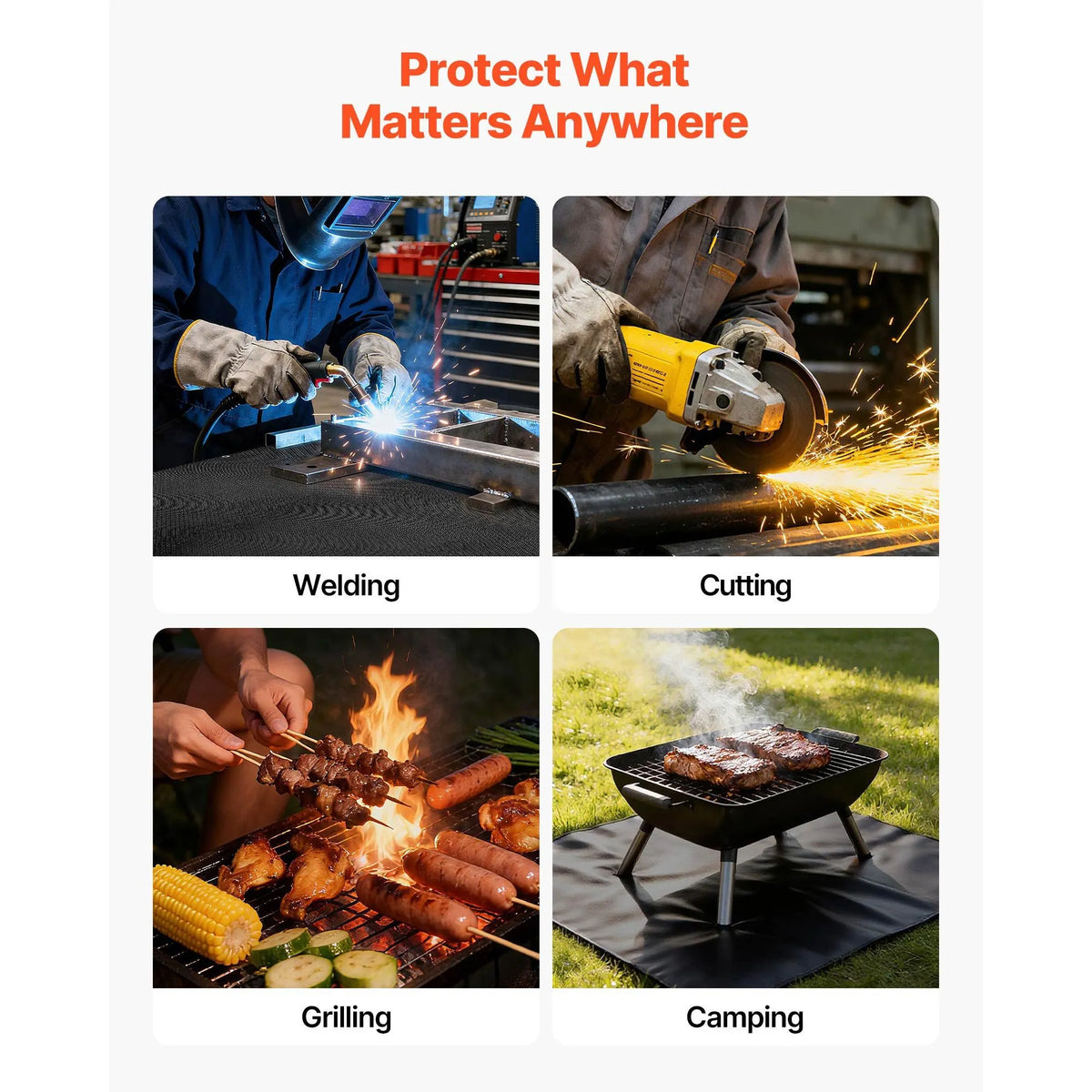 Welding Blanket, 1829mm x 2438mm Silicone Coated Fiberglass Welding Blanket, 1800°F Heat Resistant Safety Protection Blankets, Flame Retardant Fireproof Insulation Mat with Metal Grommets - Image 4