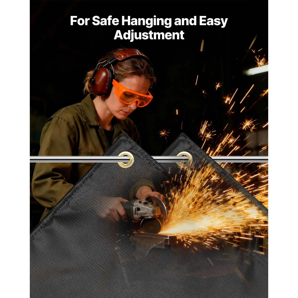 Welding Blanket, 1829mm x 2438mm Silicone Coated Fiberglass Welding Blanket, 1800°F Heat Resistant Safety Protection Blankets, Flame Retardant Fireproof Insulation Mat with Metal Grommets - Image 7