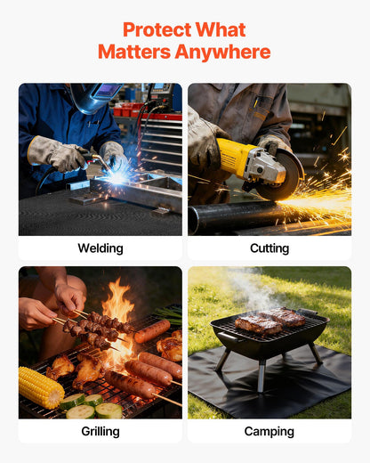 Welding Blanket, 1829mm x 2438mm Silicone Coated Fiberglass Welding Blanket, 1800°F Heat Resistant Safety Protection Blankets, Flame Retardant Fireproof Insulation Mat with Metal Grommets - Image 4