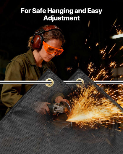 Welding Blanket, 1829mm x 2438mm Silicone Coated Fiberglass Welding Blanket, 1800°F Heat Resistant Safety Protection Blankets, Flame Retardant Fireproof Insulation Mat with Metal Grommets - Image 7
