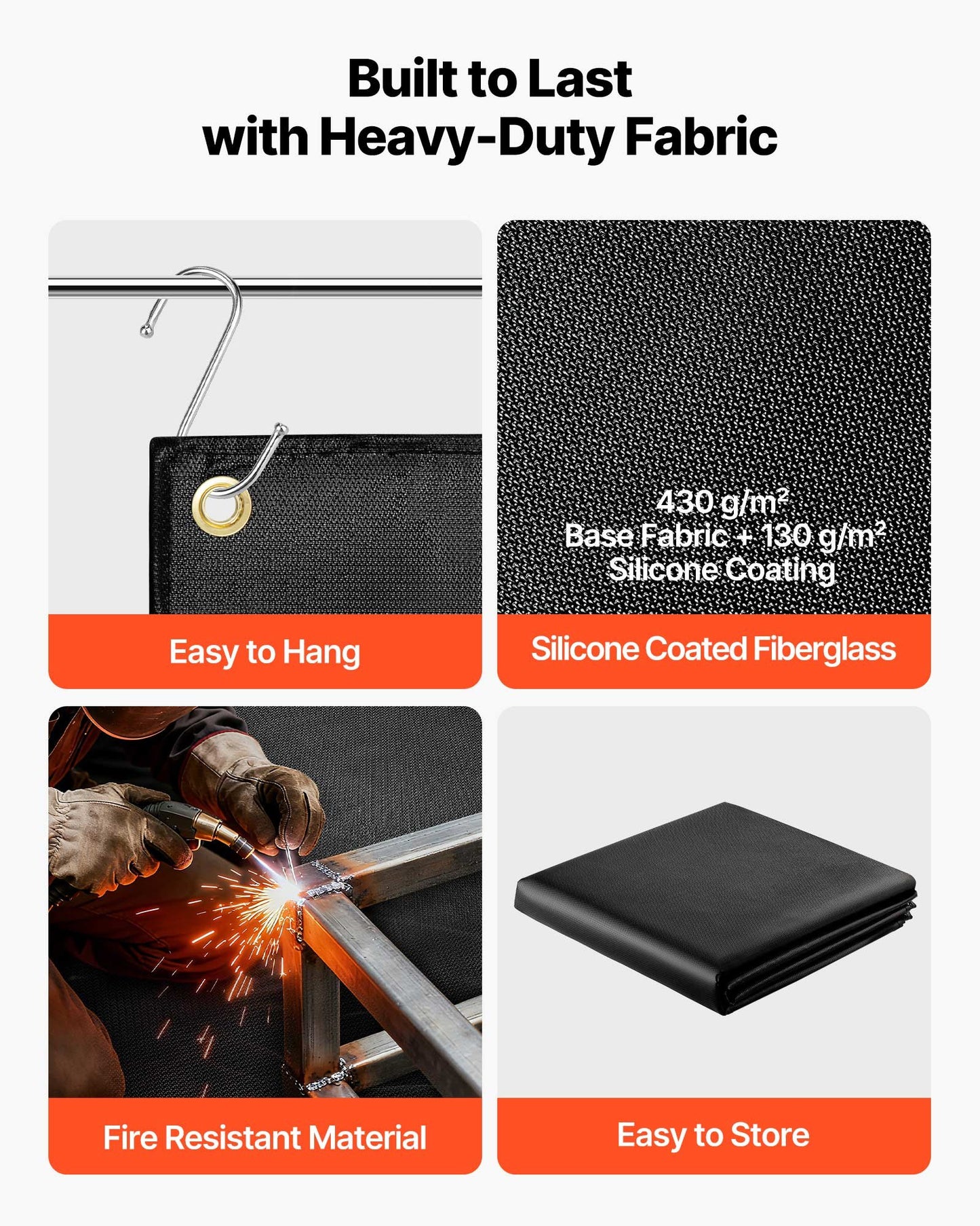 Welding Blanket, 1219mm x 1829mm Silicone Coated Fiberglass Welding Blanket, 1800°F Heat Resistant Safety Protection Blankets, Flame Retardant Fireproof Insulation Mat with Metal Grommets - Image 3