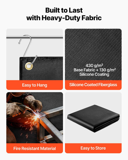 Welding Blanket, 1219mm x 1829mm Silicone Coated Fiberglass Welding Blanket, 1800°F Heat Resistant Safety Protection Blankets, Flame Retardant Fireproof Insulation Mat with Metal Grommets - Image 3