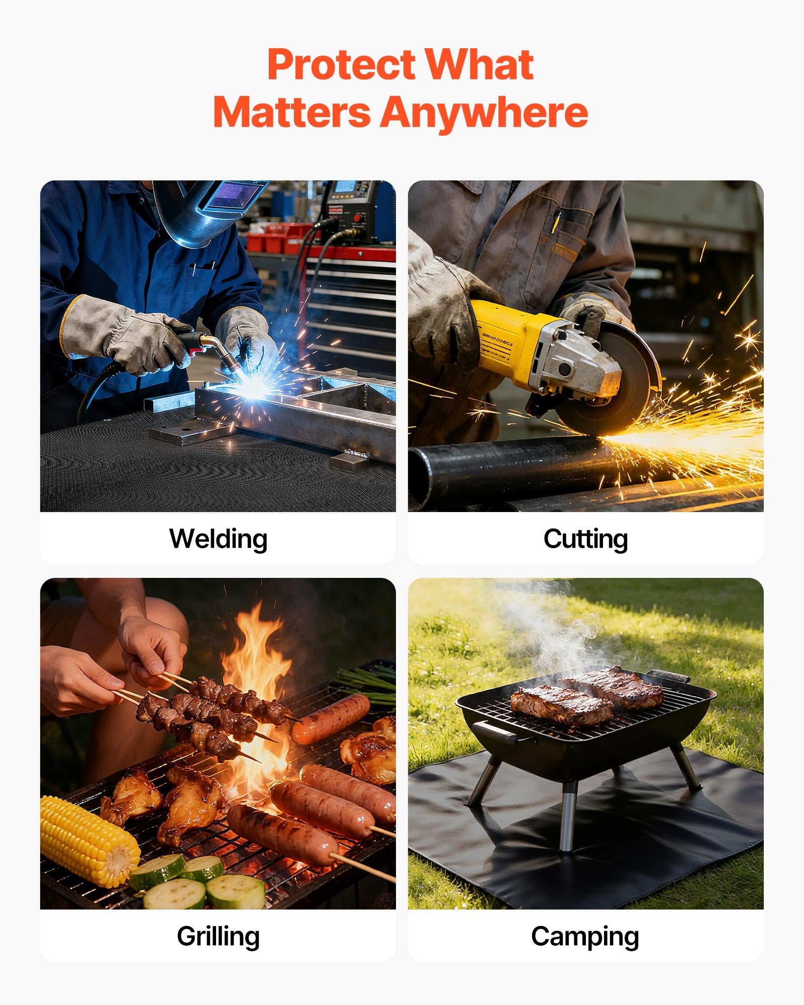 Welding Blanket, 1219mm x 1829mm Silicone Coated Fiberglass Welding Blanket, 1800°F Heat Resistant Safety Protection Blankets, Flame Retardant Fireproof Insulation Mat with Metal Grommets - Image 4