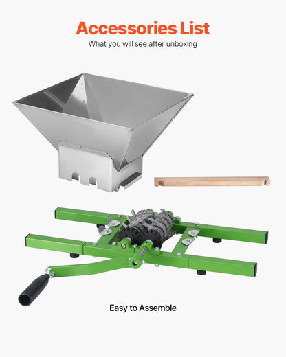 1.8 Gal/7L Fruit and Apple Crusher, Large Manual Grinder, Stainless Steel Fruit Scratter Pulper for Wine Cider Apple Grape Pressing, with Roller Handle for Kitchen Home, Green - Image 6