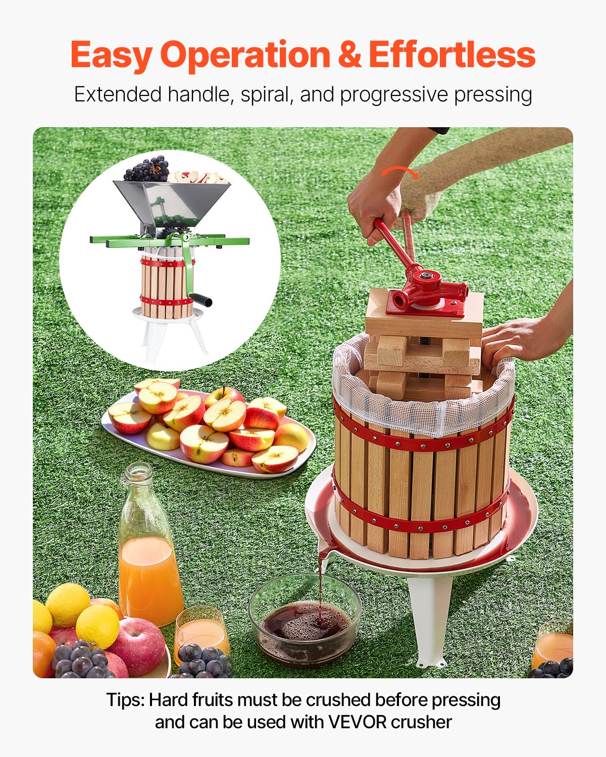 Fruit Wine Press Manual Press for Wine Making 3.2 Gal/12L Wood Basket - Image 4