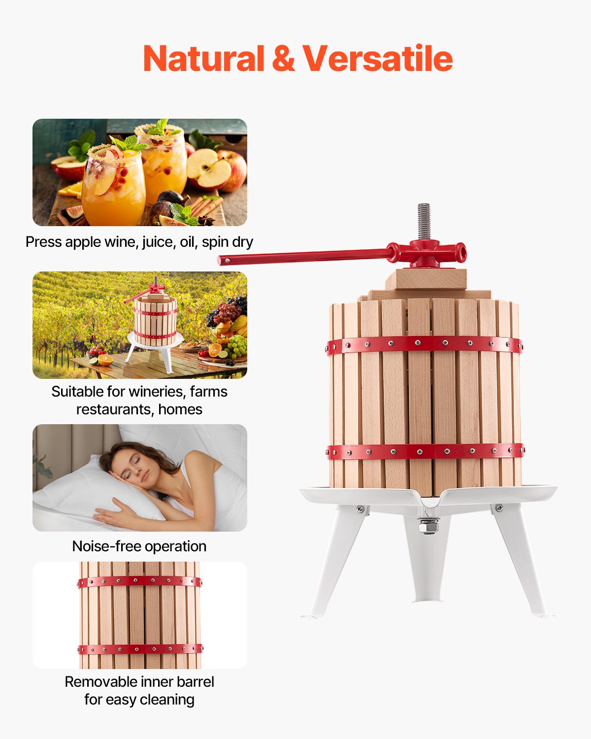 Fruit Wine Press Manual Press for Wine Making 3.2 Gal/12L Wood Basket - Image 6