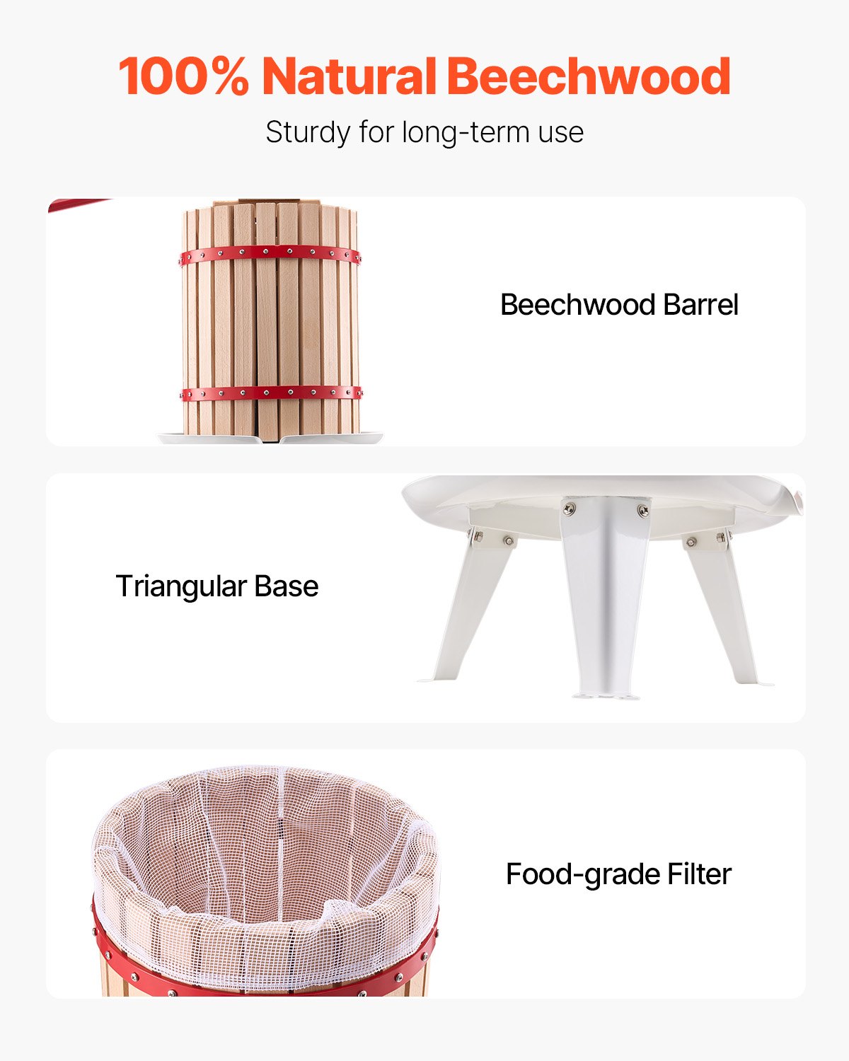Fruit Wine Press Manual Press for Wine Making 4.75 Gal/18L Wood Basket - Image 3