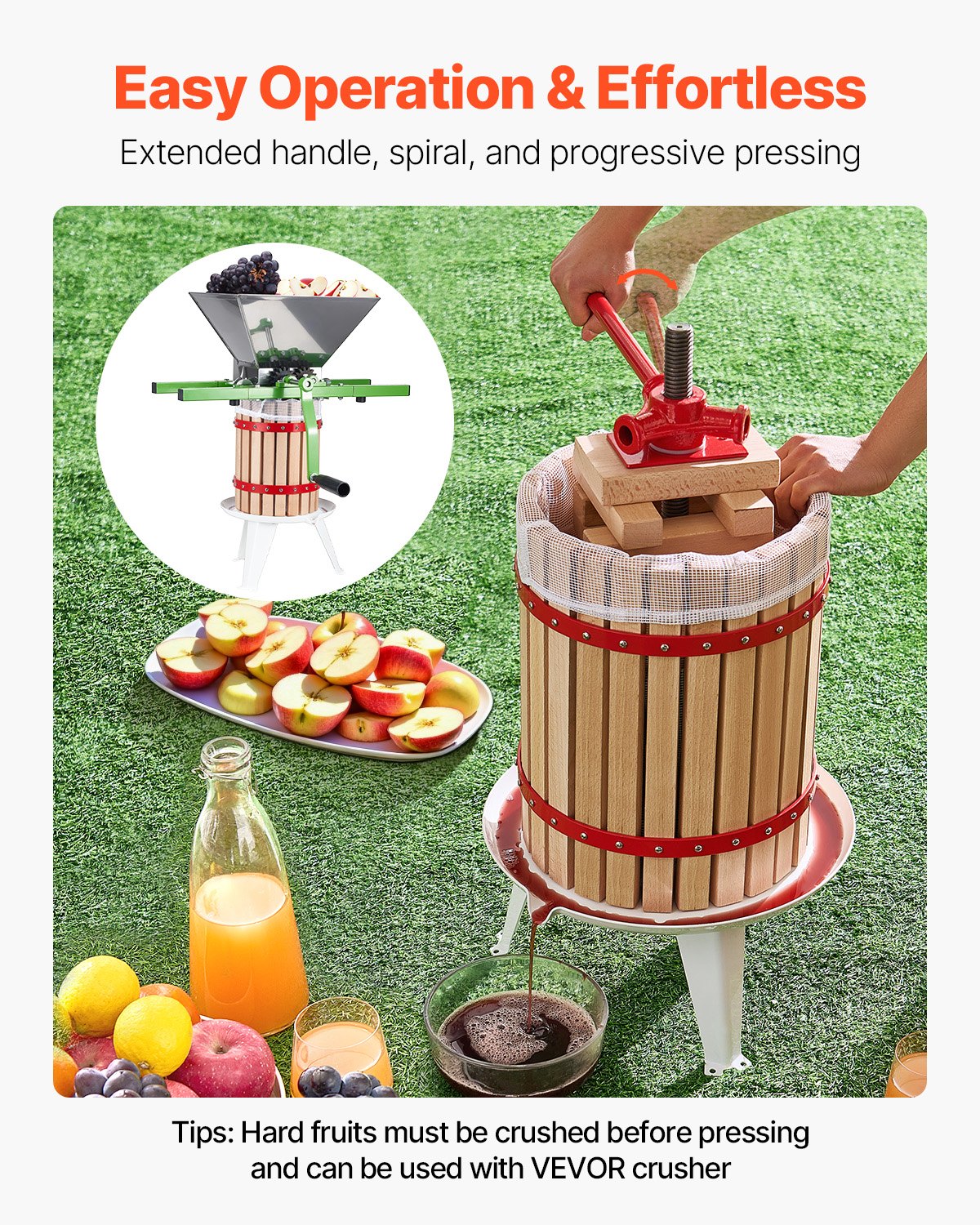 Fruit Wine Press Manual Press for Wine Making 4.75 Gal/18L Wood Basket - Image 4