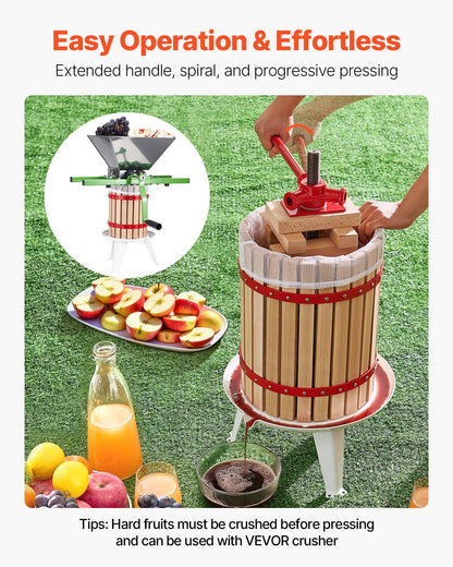 Fruit Wine Press Manual Press for Wine Making 4.75 Gal/18L Wood Basket - Image 4