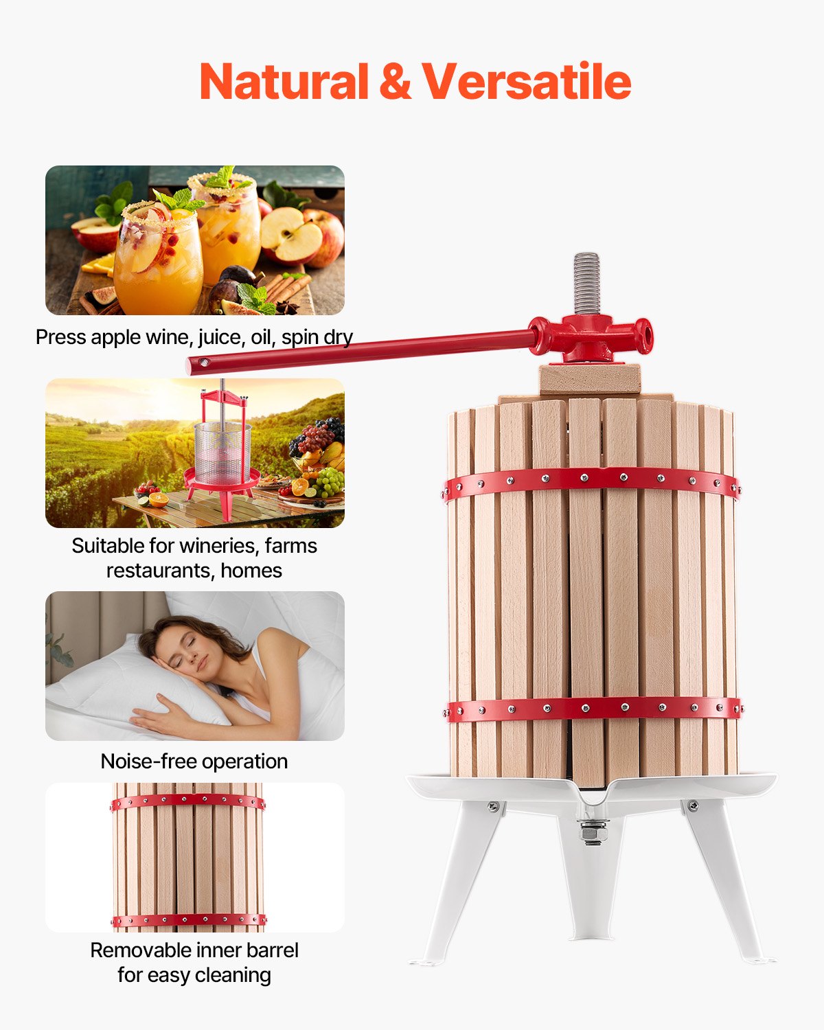 Fruit Wine Press Manual Press for Wine Making 4.75 Gal/18L Wood Basket - Image 6