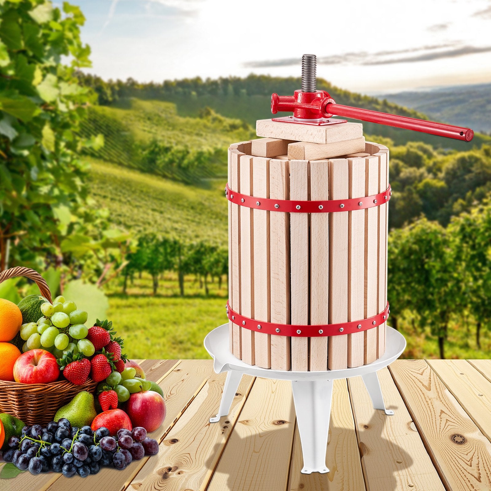 Fruit Wine Press Manual Press for Wine Making 4.75 Gal/18L Wood Basket - Image 8