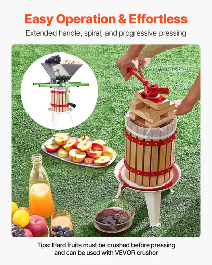 1.6 Gal/6L Fruit Wine Press, Solid Wood Basket with 8 Blocks, Heavy Duty Manual Juice Maker, Cider Apple Grape Tincture Honey Olive Oil Making Press with Handle for Kitchen, Home - Image 4