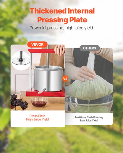 Fruit Wine Press Manual Press for Wine Making 1.6 Gal/6L Stainless Steel - Image 2