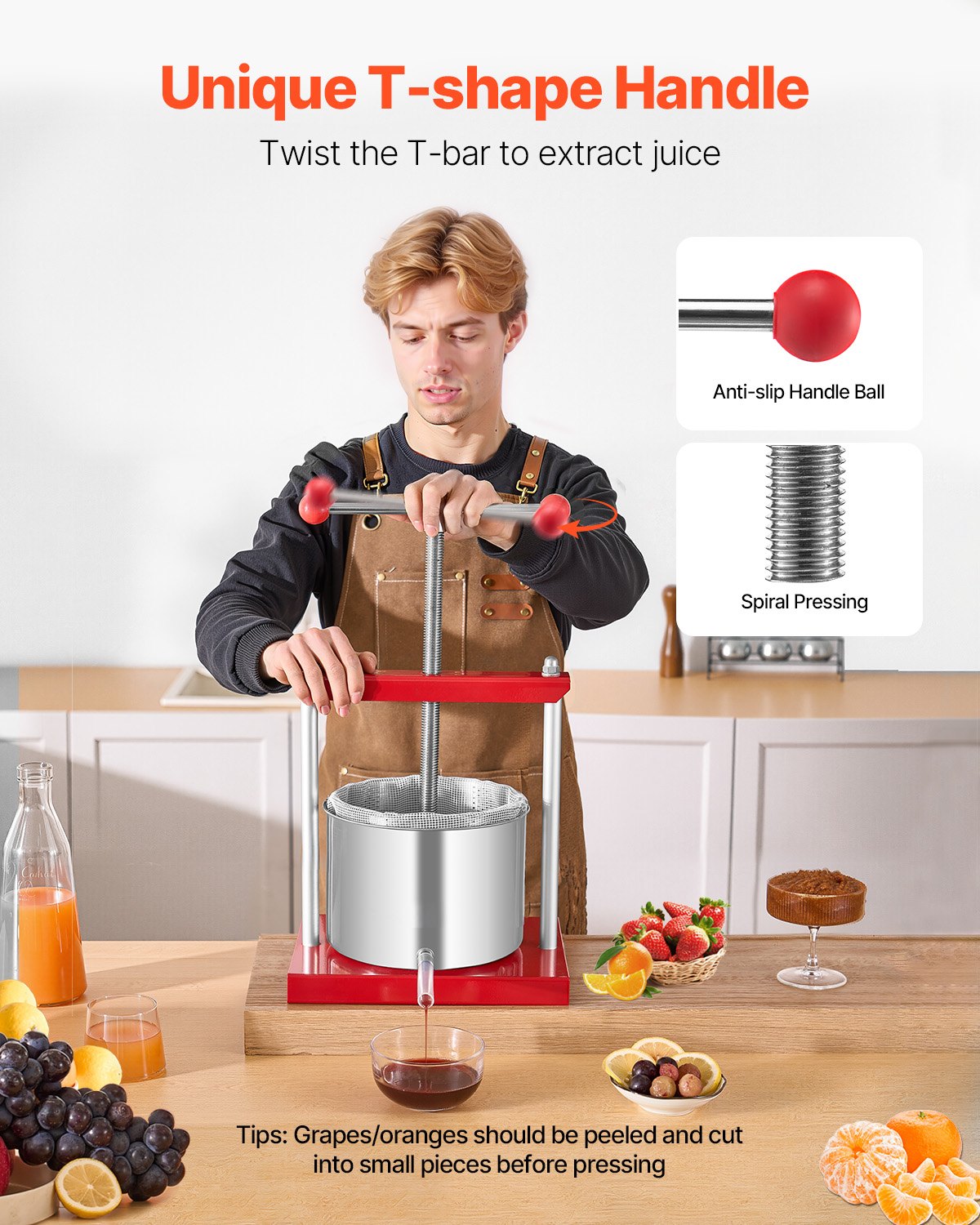 Fruit Wine Press Manual Press for Wine Making 1.6 Gal/6L Stainless Steel - Image 4
