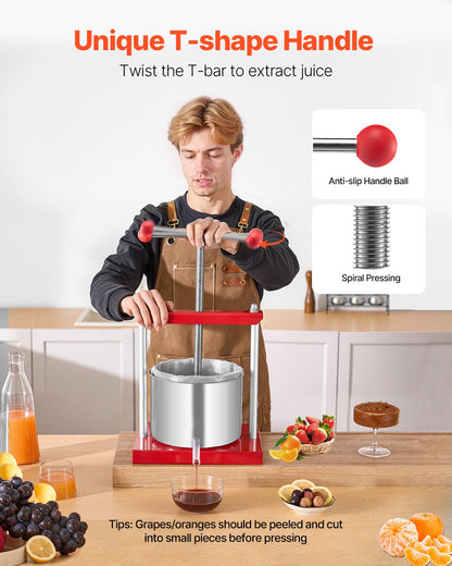 Fruit Wine Press Manual Press for Wine Making 1.6 Gal/6L Stainless Steel - Image 4