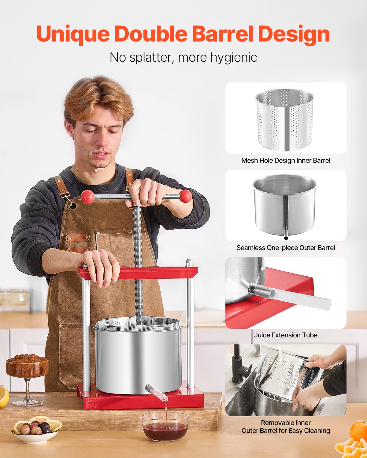 Fruit Wine Press Manual Press for Wine Making 1.6 Gal/6L Stainless Steel - Image 5