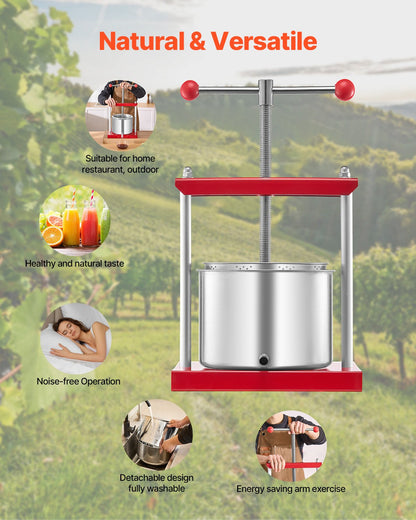 Fruit Wine Press Manual Press for Wine Making 1.6 Gal/6L Stainless Steel - Image 6