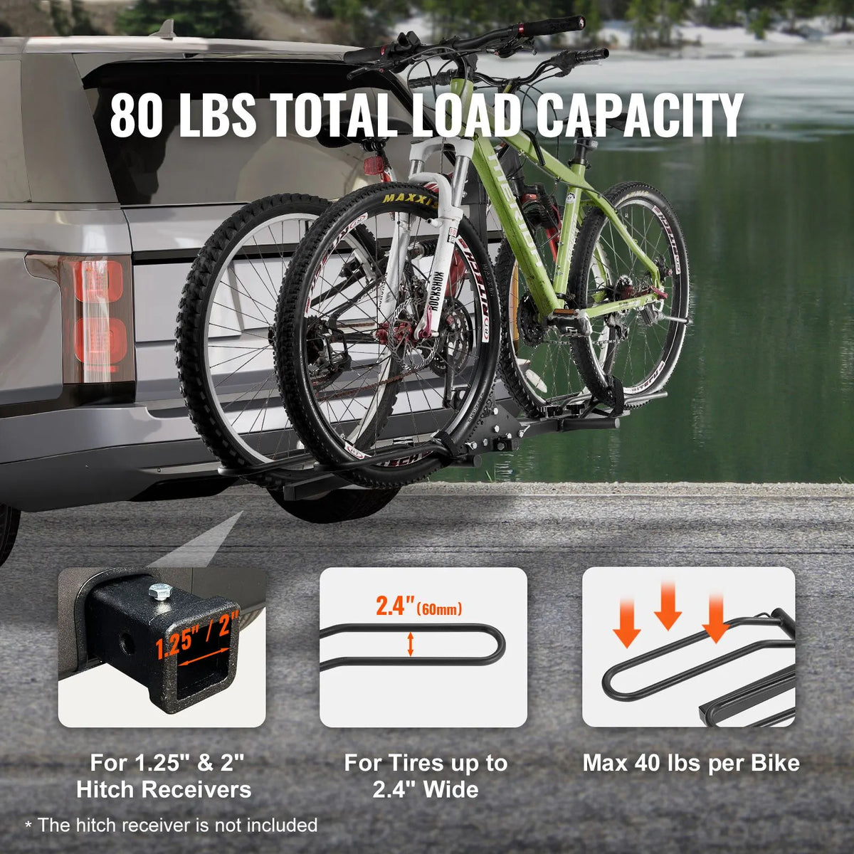 2-Bike Rack Hitch Mount Folding Carrier Car Truck SUV 1.25 - Image 2