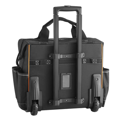 Rolling Tool Bag, 110 lbs Load Capacity, 25 Pockets Heavy Duty Roller Tool Bag with Adjustable Telescoping Handle & Stable Base, Toolbag Organizers with Wheels for Electrician, Construction