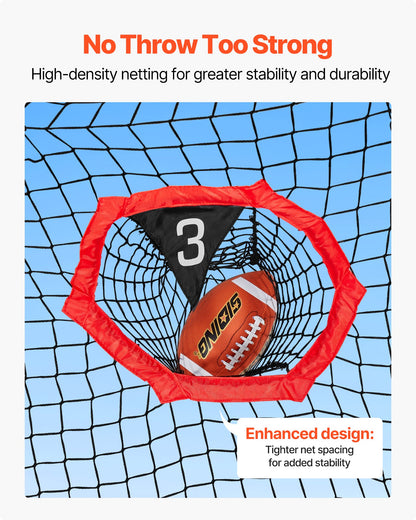 2438.4x2438.4mm Football Trainer Throwing Net, Training Throwing Target Practice Net with 6 Target Pockets, Knotless Net Includes Straps and Portable Carry Case, Improve QB Throwing Accuracy,Red - Image 5