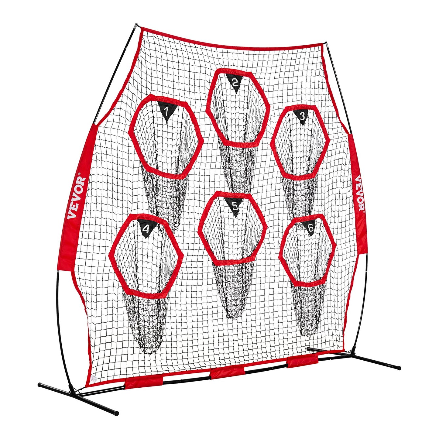 2438.4x2438.4mm Football Trainer Throwing Net, Training Throwing Target Practice Net with 6 Target Pockets, Knotless Net Includes Straps and Portable Carry Case, Improve QB Throwing Accuracy,Red - Image 9