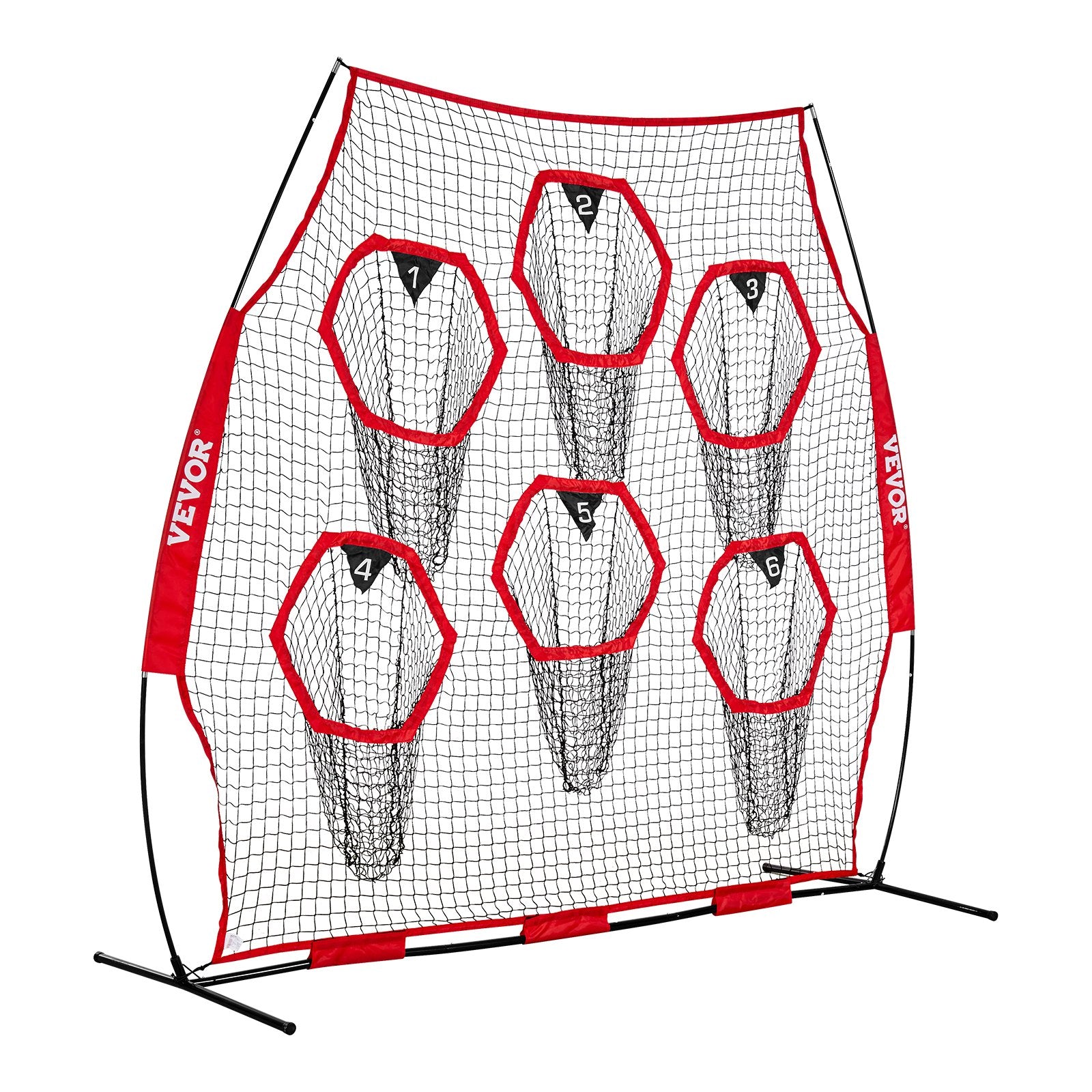 2438.4x2438.4mm Football Trainer Throwing Net, Training Throwing Target Practice Net with 6 Target Pockets, Knotless Net Includes Straps and Portable Carry Case, Improve QB Throwing Accuracy,Red - Image 9