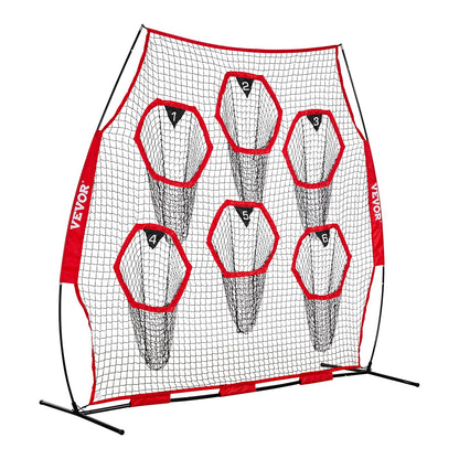 2438.4x2438.4mm Football Trainer Throwing Net, Training Throwing Target Practice Net with 6 Target Pockets, Knotless Net Includes Straps and Portable Carry Case, Improve QB Throwing Accuracy,Red - Image 9