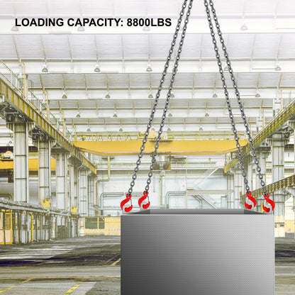 Chain Sling, 8 mm x 1m Lifting Chains with Hooks, G80 Engine Chain Hoist Lifts, 5 Ton Load Capacity Lifting Sling Chains for Engine Hoist, Engine Lift Chain with 4 Leg Grab Hooks Heavy Duty - Image 2