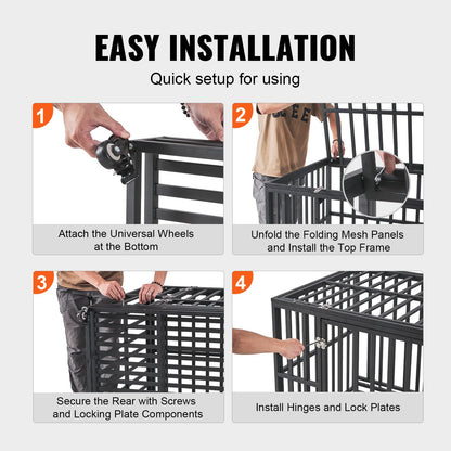 Heavy Duty Dog Crate 38 in Metal Dog Kennel with Wheels and Removable Tray - Image 5
