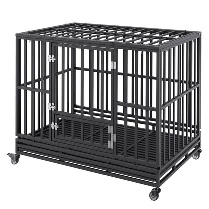 47 Inch Heavy Duty Dog Crate, Indestructible Dog Crate, 3-Door Heavy Duty Dog Kennel for Medium to Large Dogs with Lockable Wheels and Removable Tray, High Anxiety Dog Crate for Indoor & Outdoor - Image 9