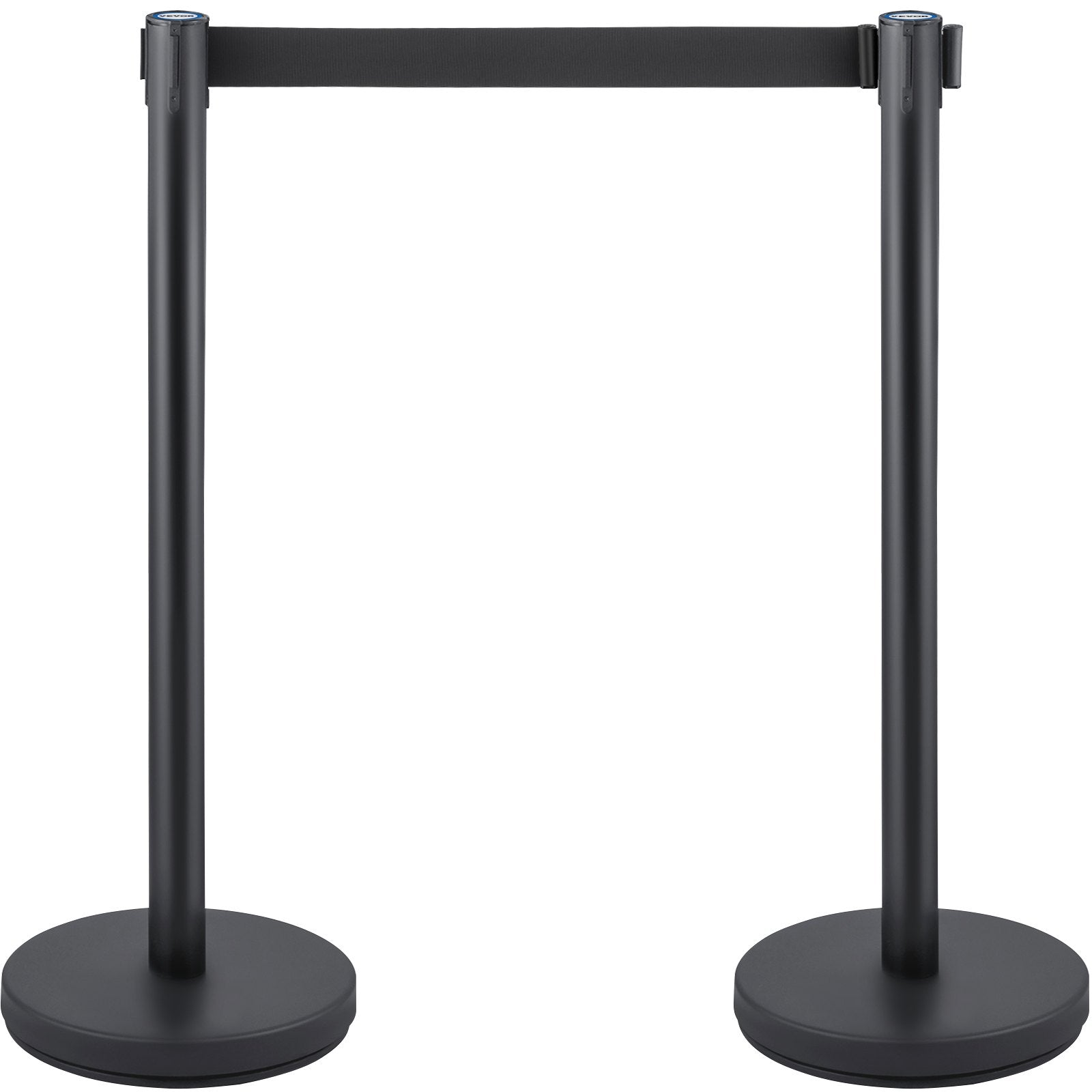 Crowd Control Stanchion, Set of 6 Pieces Stanchion Set, Stanchion Set with 6.6 ft/2 m Black Retractable Belt, Black Crowd Control Barrier with Concrete and Metal Base – Easy Connect Assembly - Image 9