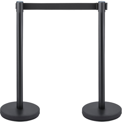 Crowd Control Stanchion, Set of 6 Pieces Stanchion Set, Stanchion Set with 6.6 ft/2 m Black Retractable Belt, Black Crowd Control Barrier with Concrete and Metal Base – Easy Connect Assembly - Image 9