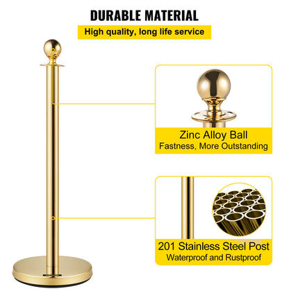 4PCS Gold Stanchion Posts Queue, 38 Inch Red Velvet Rope, Crowd Control Barriers Queue Line Rope, Barriers for Party Supplies - Image 3