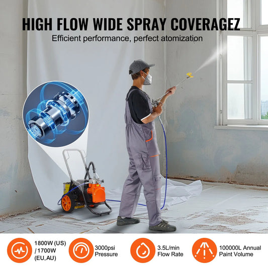 Cart Airless Paint Sprayer Diaphragm Paint Airless Sprayer 1700W Electric - Image 3