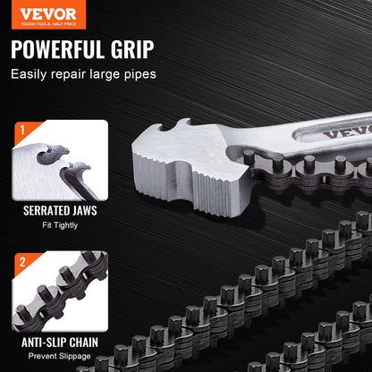 Chain Wrench, 48 inch Chain Pipe Wrench, 13.4 inch Diameter Capacity, CRV Reversible Pipe Fitting Tool Wrench with High Strength Jaw and Ergonomic Handle, for Pipe Installation and Car Repair - Image 2